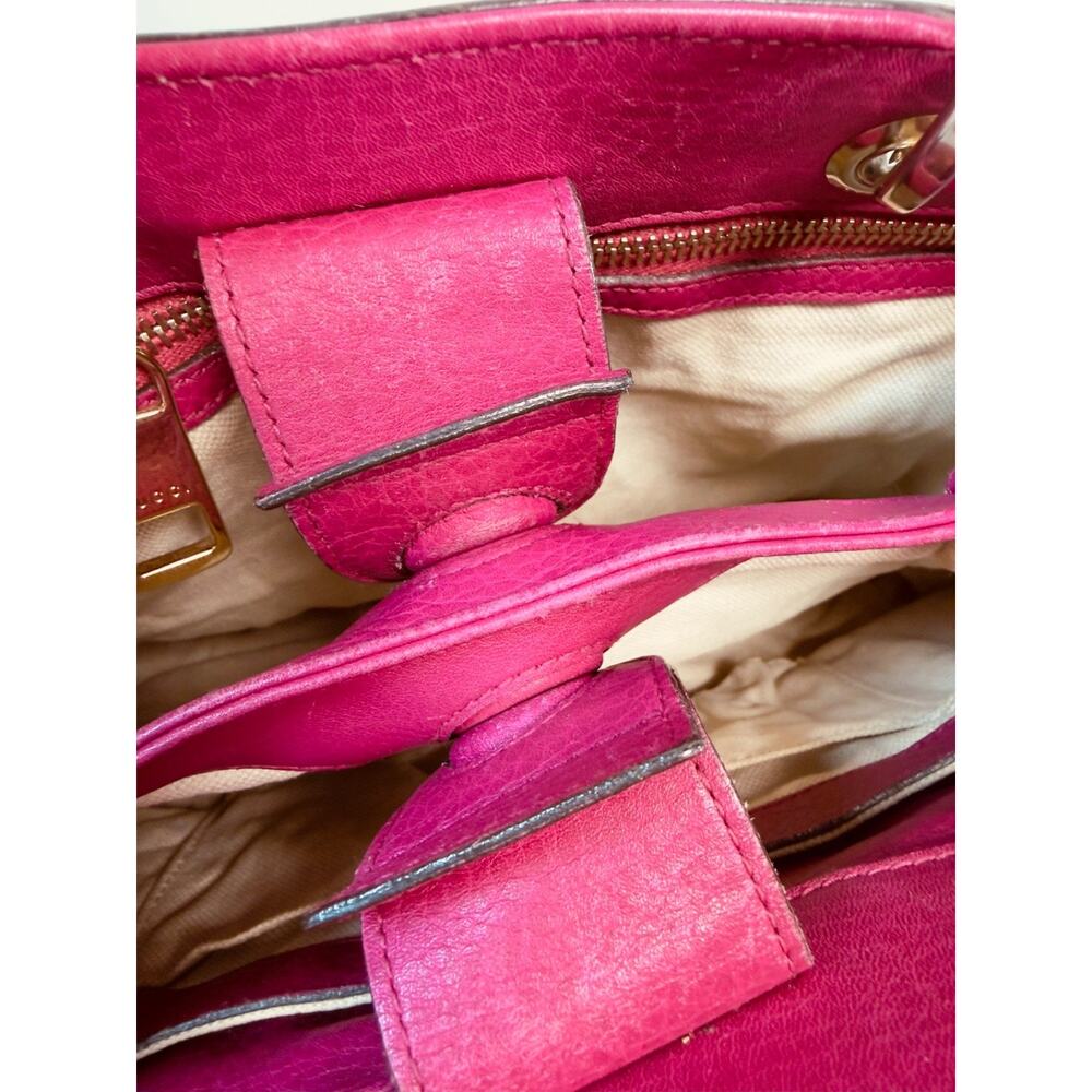 Gucci Bamboo Shopper Tote Magenta Pink Leather Shoulder Bag Satchel Authentic - Picture 16 of 16